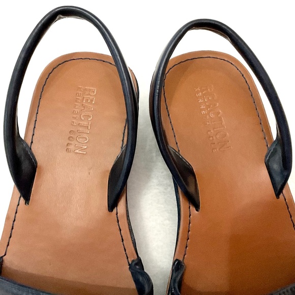 Navy Kenneth Cole REACTION Open Toe Comfort Slingback Platform Sandal sz 7 - Picture 8 of 13